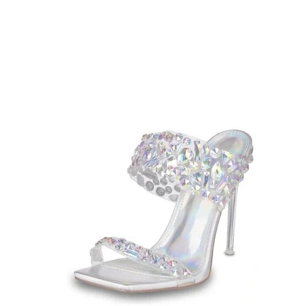 Azaelea Wang Rossi Holographic Embellished Mule Sandals Size 7.0
